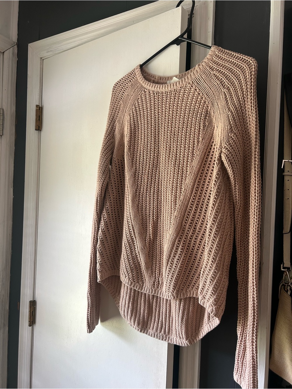 H&M Open-Weave Scoop Neck Sweater in Dusty Tan